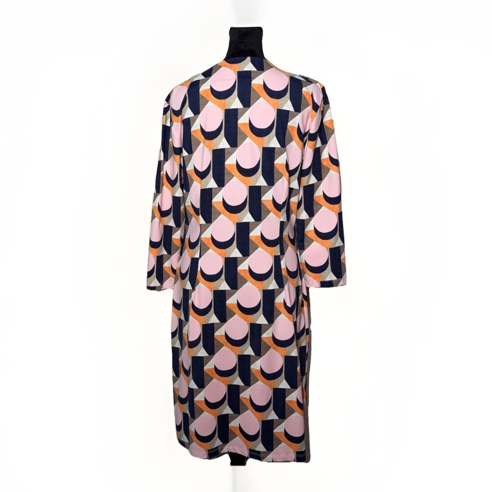 J.McLaughlin Catalina Cloth Geometric Print Dress - Size M - Navy Pink Orange - Picture 3 of 6
